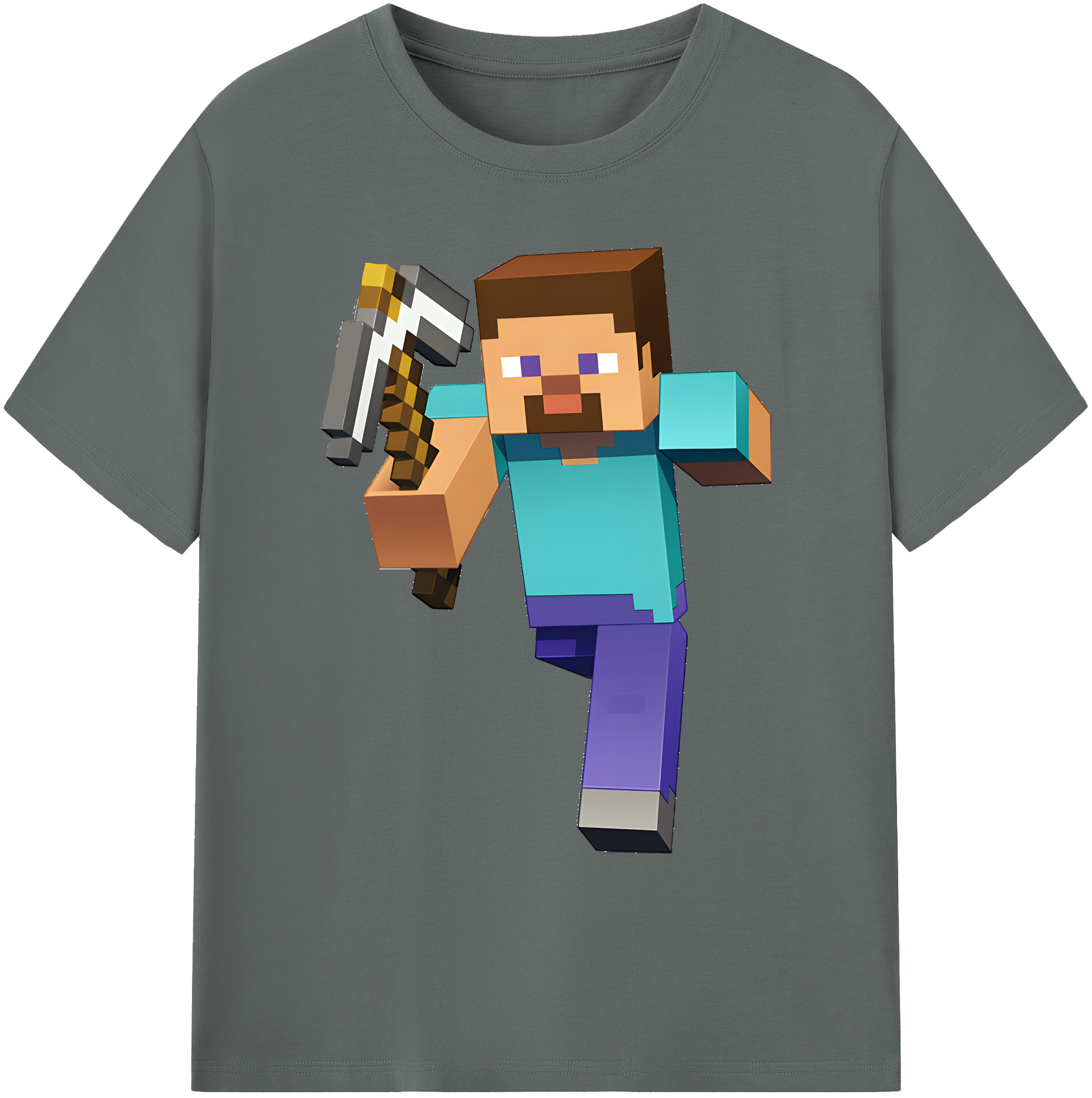 （画像用） マインクラフト ブロックの世界 Minecraft MC Block world 綿100％ メンズ半袖Tシャツ｜肌触りやわらか＆通気性